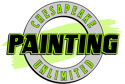 Logo with text 'Chesapeake Unlimited Painting' in green and black, with a green brushstroke background.