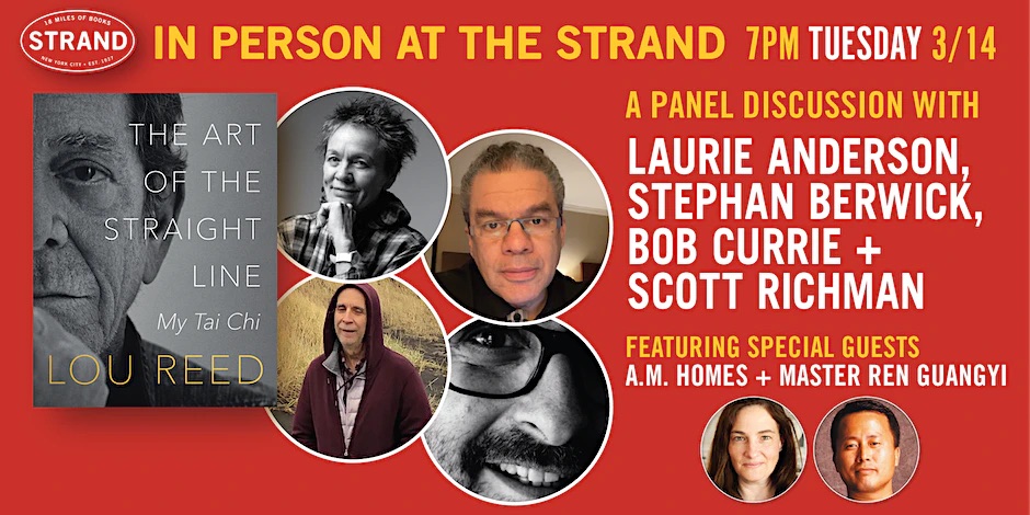 Event poster with images of four people, text about a panel discussion at The Strand, date, and special guests.